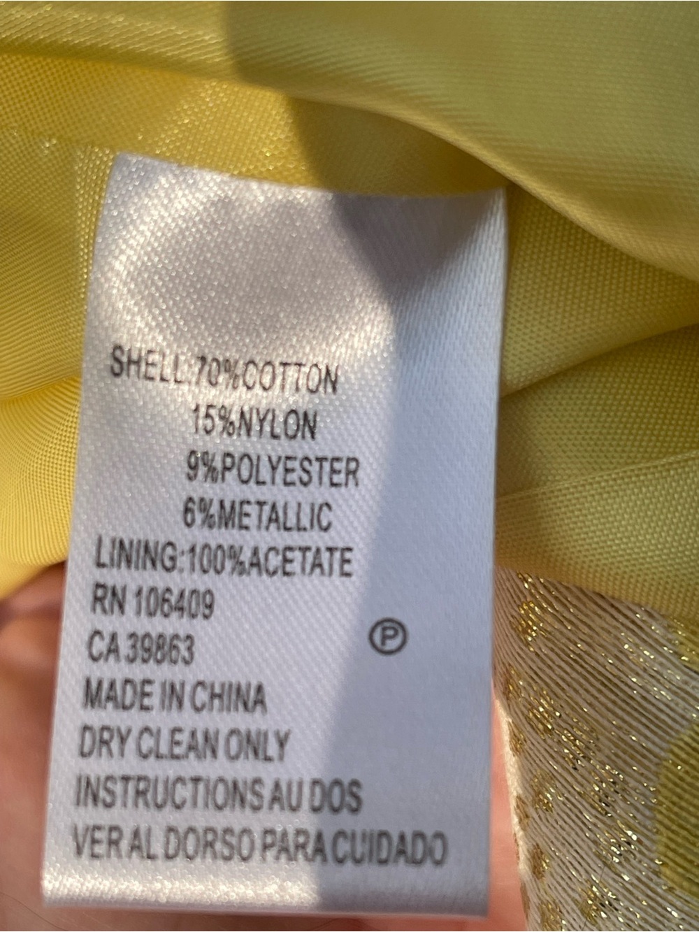 T Tahari Yellow Brocade Dress with Metallic Gold highlights Sz 10 - Picture 8 of 13